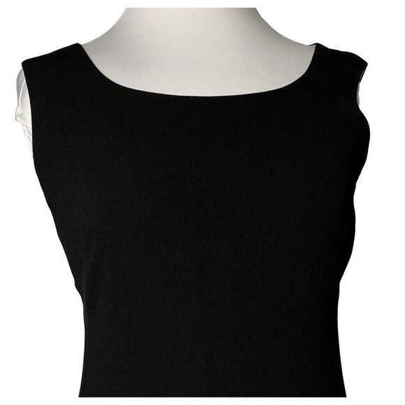 Maggie London Classic LBD Black Sheath Dress Sz 4 Gold Satin Lined 10" Side Slit - Picture 3 of 7